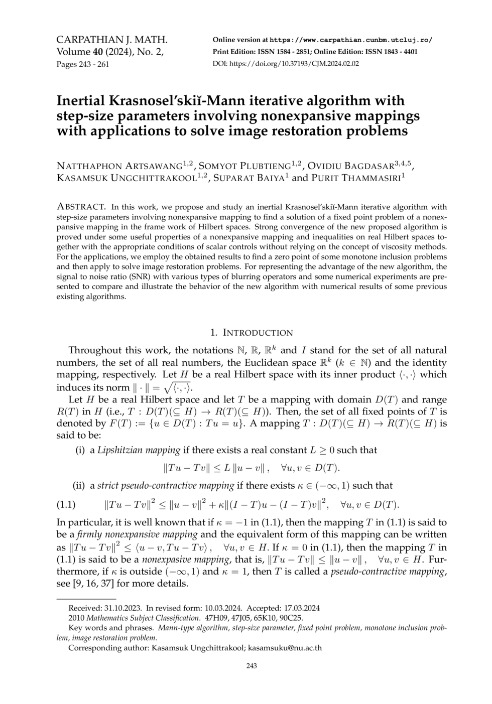 » Inertial Krasnosel’skiĭ-Mann iterative algorithm with step-size ...