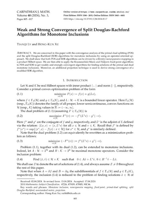 » Weak and Strong Convergence of Split Douglas-Rachford Algorithms for ...